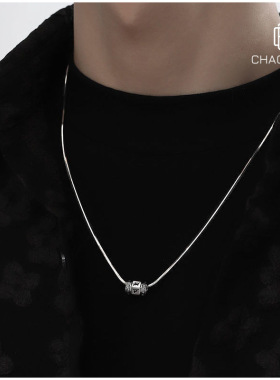 复古转运珠六字真言项链蛇骨链男士吊坠设计感配饰不掉色潮流款