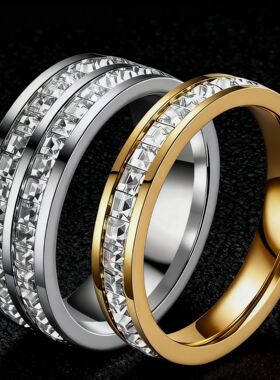 钛钢戒指女款小众高级满天星不掉色不锈钢戒环时尚手饰精品