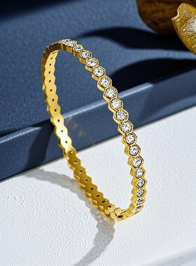 简约时尚六边形满钻手镯小清新日韩风森系女生流行饰品