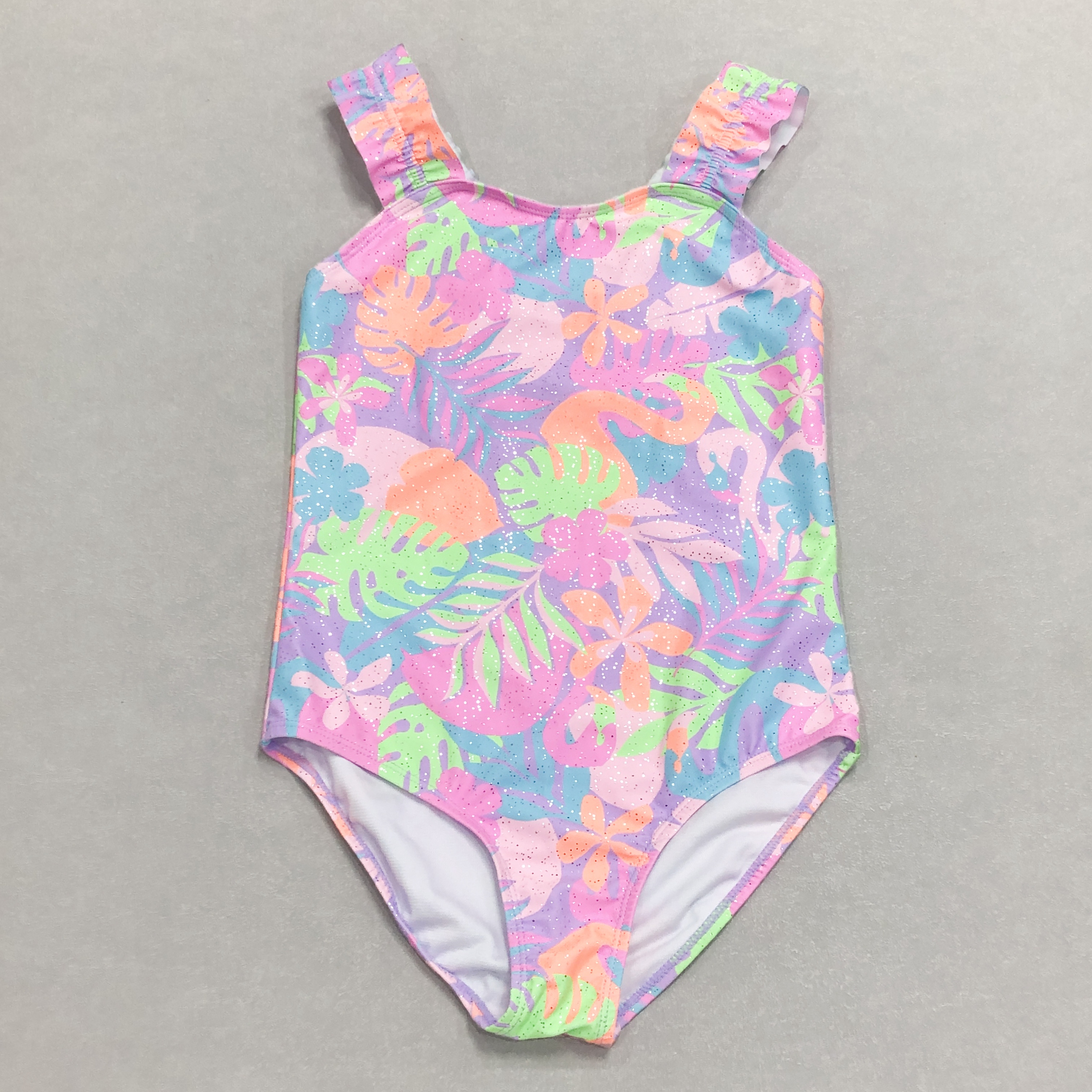 外贸折扣可爱花花儿童连体泳衣