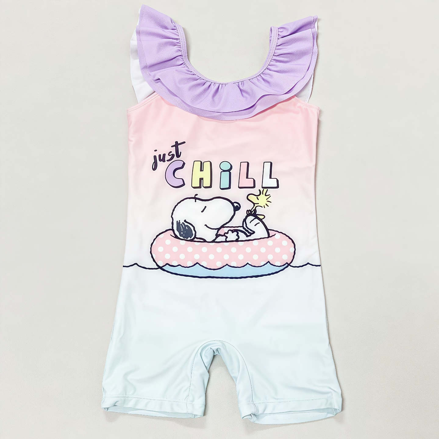 666外单 史努比款女童泳衣甜美荷叶边平角连体款温泉游泳中小童