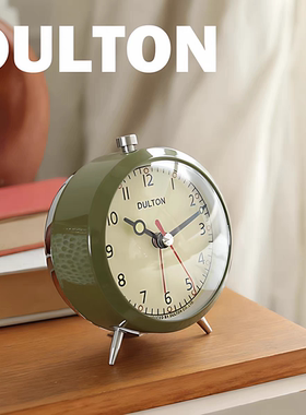 新品 |送电池| 日本dulton复古金属静音闹钟台座钟表床头叫醒学生