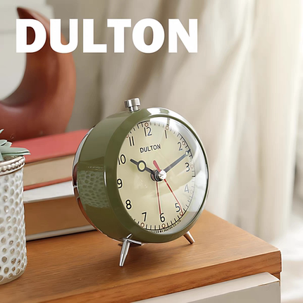 新品 |送电池| 日本dulton复古金属静音闹钟台座钟表床头叫醒学生