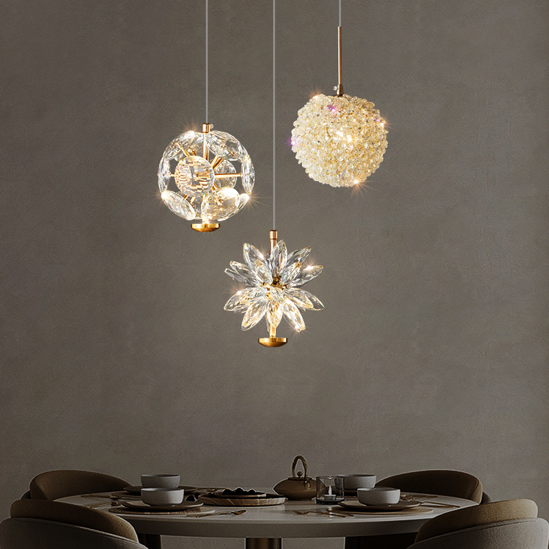 轻奢法式水晶床头吊灯后现代高级感蒲公英创意饭厅餐厅卧室吊线灯