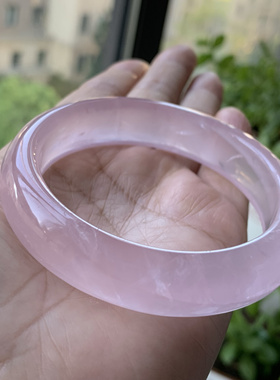 亏清 59mm 色粉天然莫桑比克粉晶手镯樱花粉芙蓉粉晶 60.7g