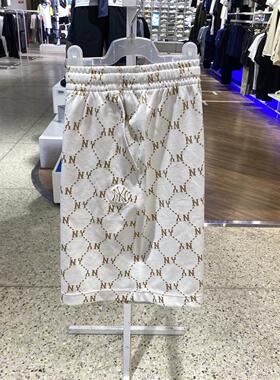 MLB情侣男女款透气舒适时尚老花棉质休闲运动五分短裤3ASPM0153