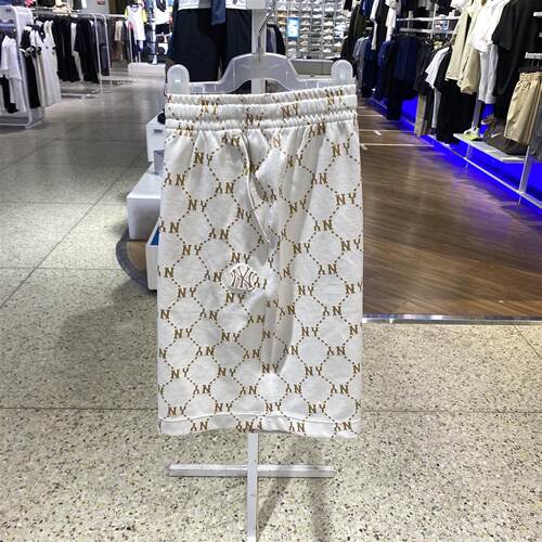 MLB情侣男女款透气舒适时尚老花棉质休闲运动五分短裤3ASPM0153