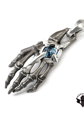 铁心情侣纯银原创设计吊坠托帕石