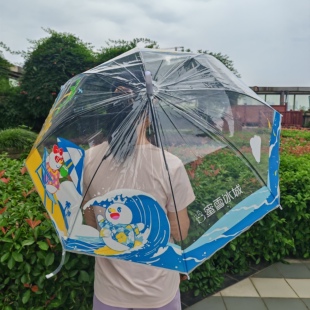 蜜雪冰城定制周边透明雨伞长柄加固加大高颜值涂鸦雪王今日放晴伞