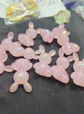 （15元包邮）10个果冻背孔粉色兔子M094