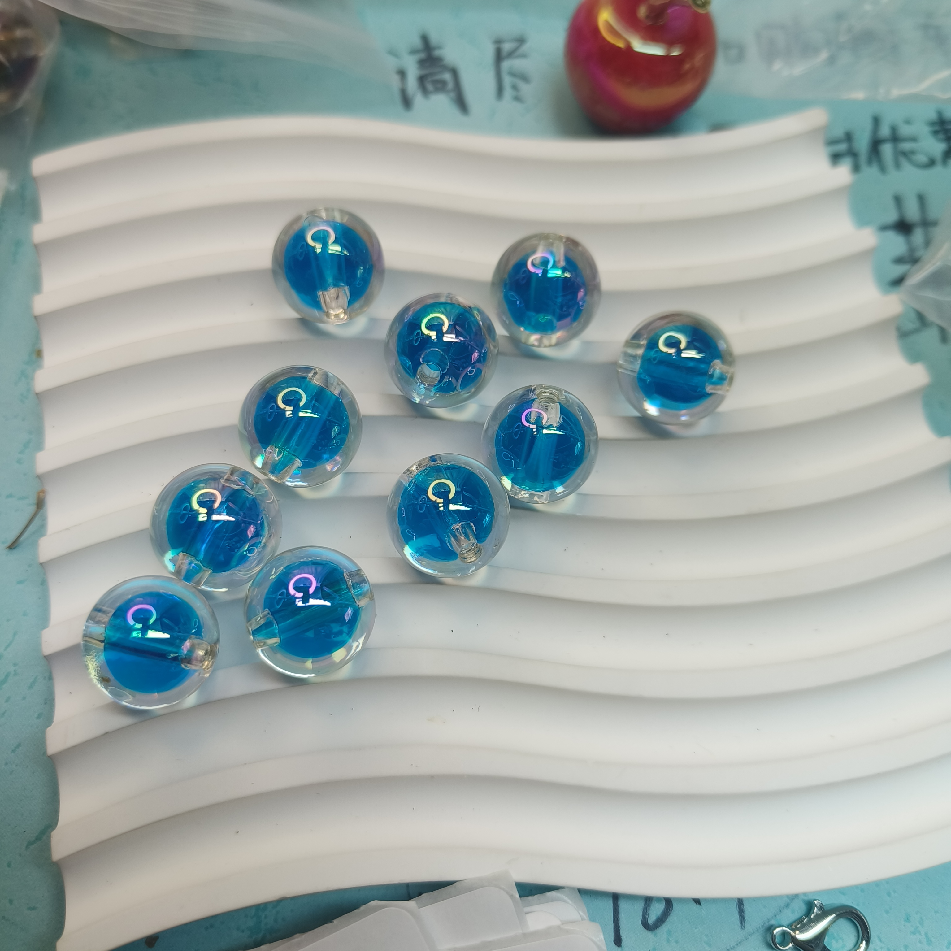 （9.9元包邮）81-030卡16陈明糖心圆珠10颗蓝色