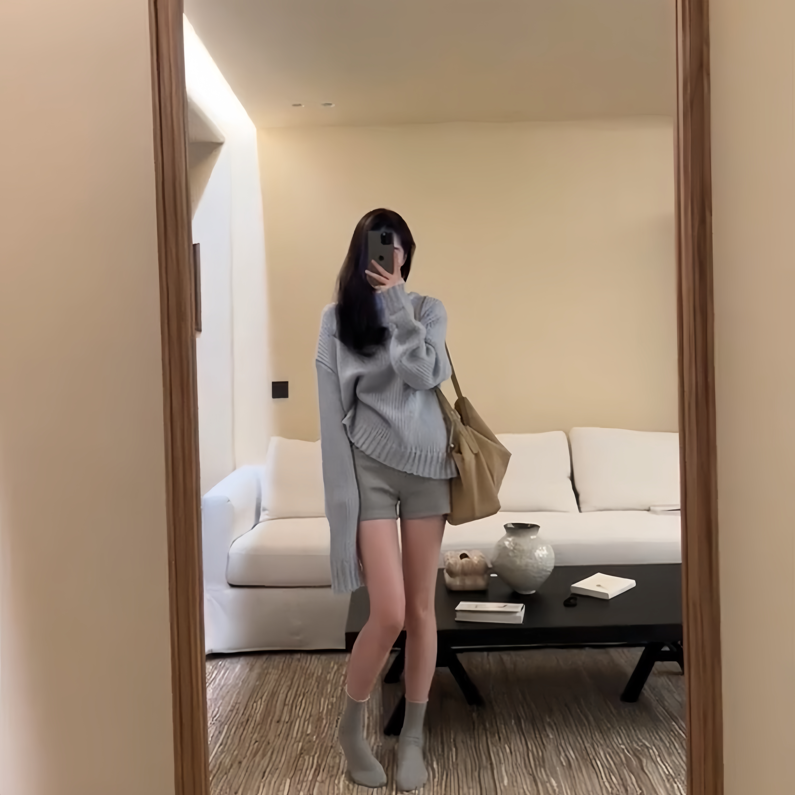 孕妇运动紧身短裤时尚外穿灰色休闲美式弹力小个子打底裤