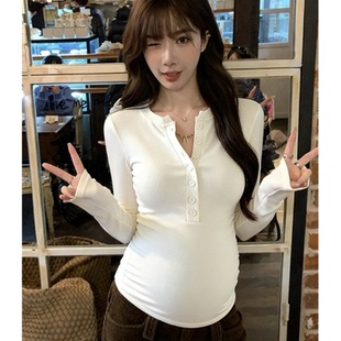 辣妈孕妇装秋冬新款时尚哺乳衣长袖T恤女修身显瘦打底衫上衣内搭