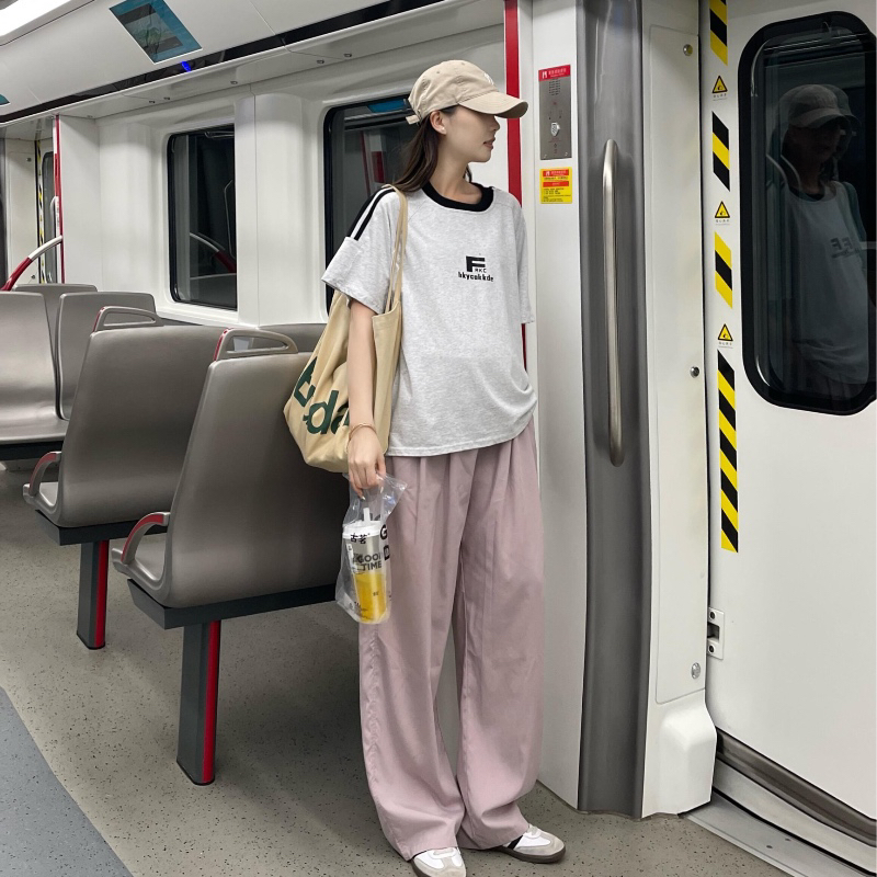 孕妇装夏季新款时尚百搭显瘦休闲粉色阔腿裤外穿打底小个子防蚊裤