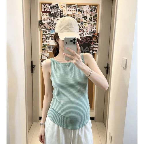 孕妇装2026夏季新款时尚宽松显瘦百搭休闲条纹背心女上衣