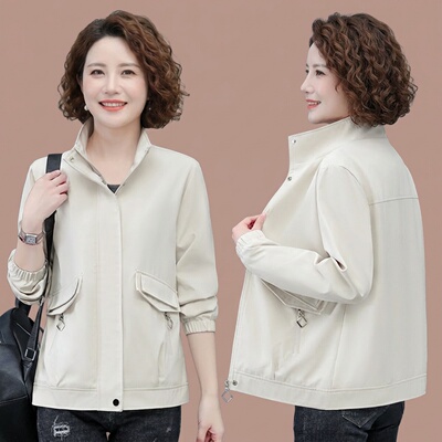 休闲短款外套女士春季宽松显瘦中年妈妈洋气夹克上衣2026新款春装