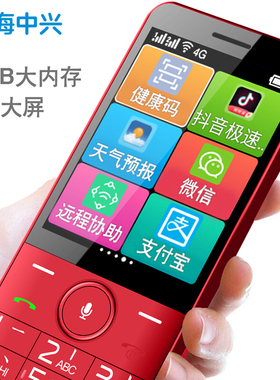 【4G全网通】上海中兴守护宝K199健康码版 抖音微信按键智能扫码老年老人手机 超长待机中小学生儿童备用手机