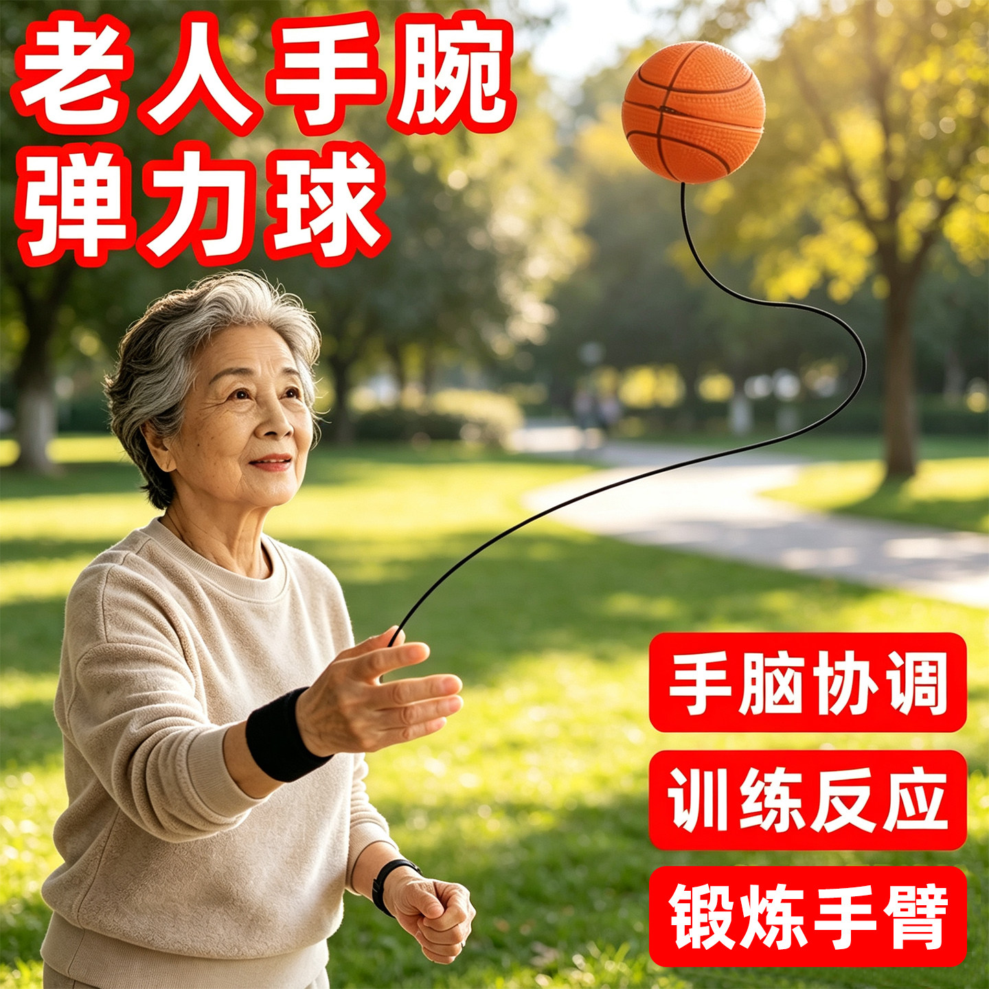 中老年手腕弹力球反应训练益智