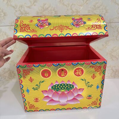真烫金工艺加厚卡纸新款百宝箱分体箱子精美图案聚宝盆半成品厂家