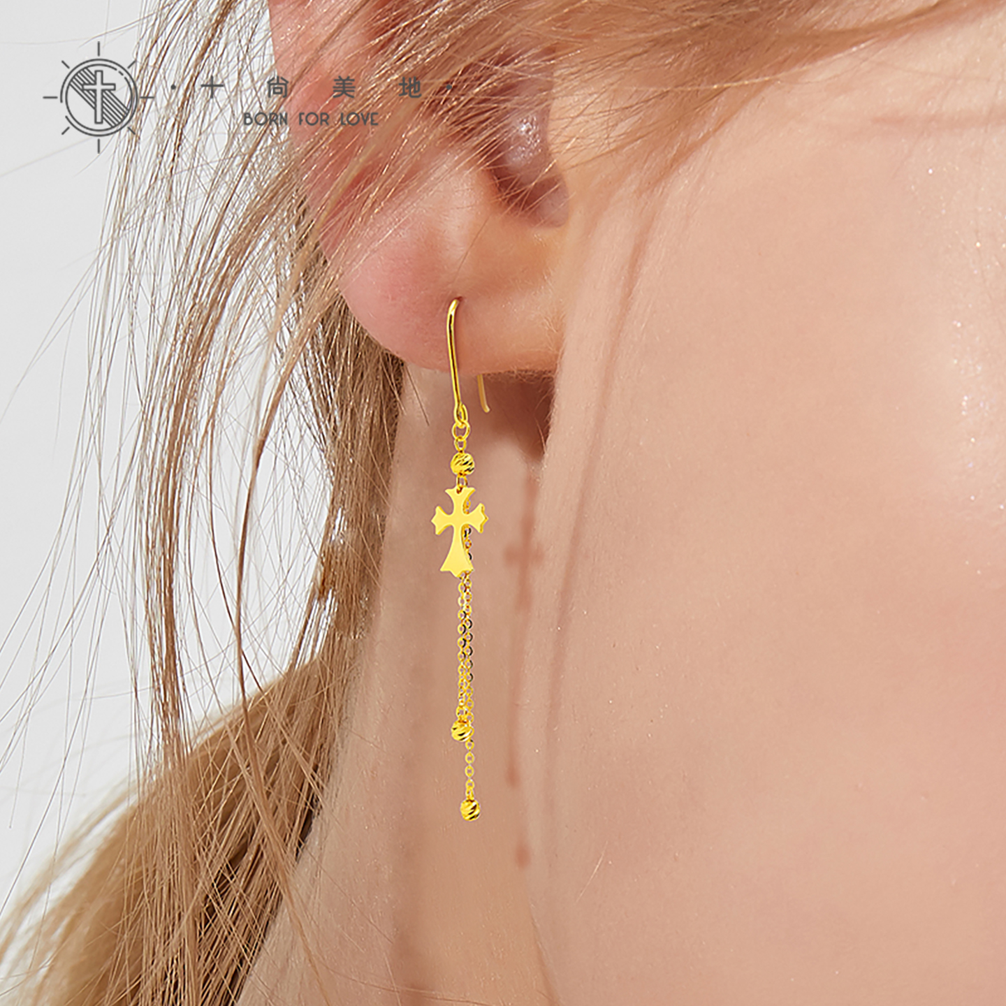 黄金流苏耳环气质长款足金耳坠女