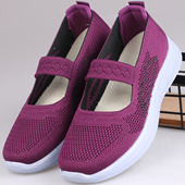 老北京布鞋 女2026春夏新款 飞织透气老年健步鞋 正版 超轻软底妈妈鞋