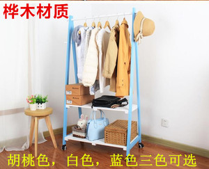 多功能挂衣架衣帽架家用简约简易实木落地衣服架卧室酒店宾馆桦木
