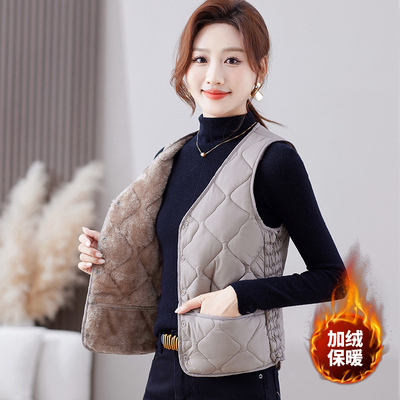大码女士棉马甲加绒保暖坎肩