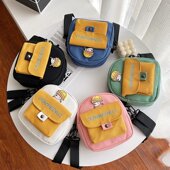 包包女2020新款 潮韩版 撞色可爱百搭单肩包网红学生帆布斜挎手机包