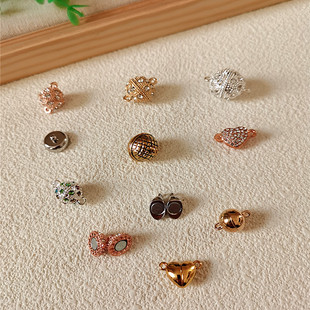 镀银强力磁铁扣DIY穿项链手链磁吸扣丝巾方巾收尾磁性扣饰品配件