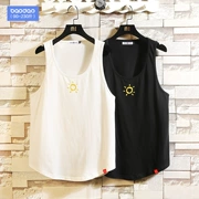 Mùa hè nam thể thao và thể thao cotton vest thủy triều chất béo áo thun không tay giản dị cắt vai cộng với phân bón XL - Áo vest cotton