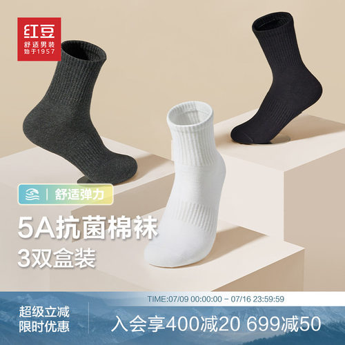 红豆袜子男士舒适纯色
