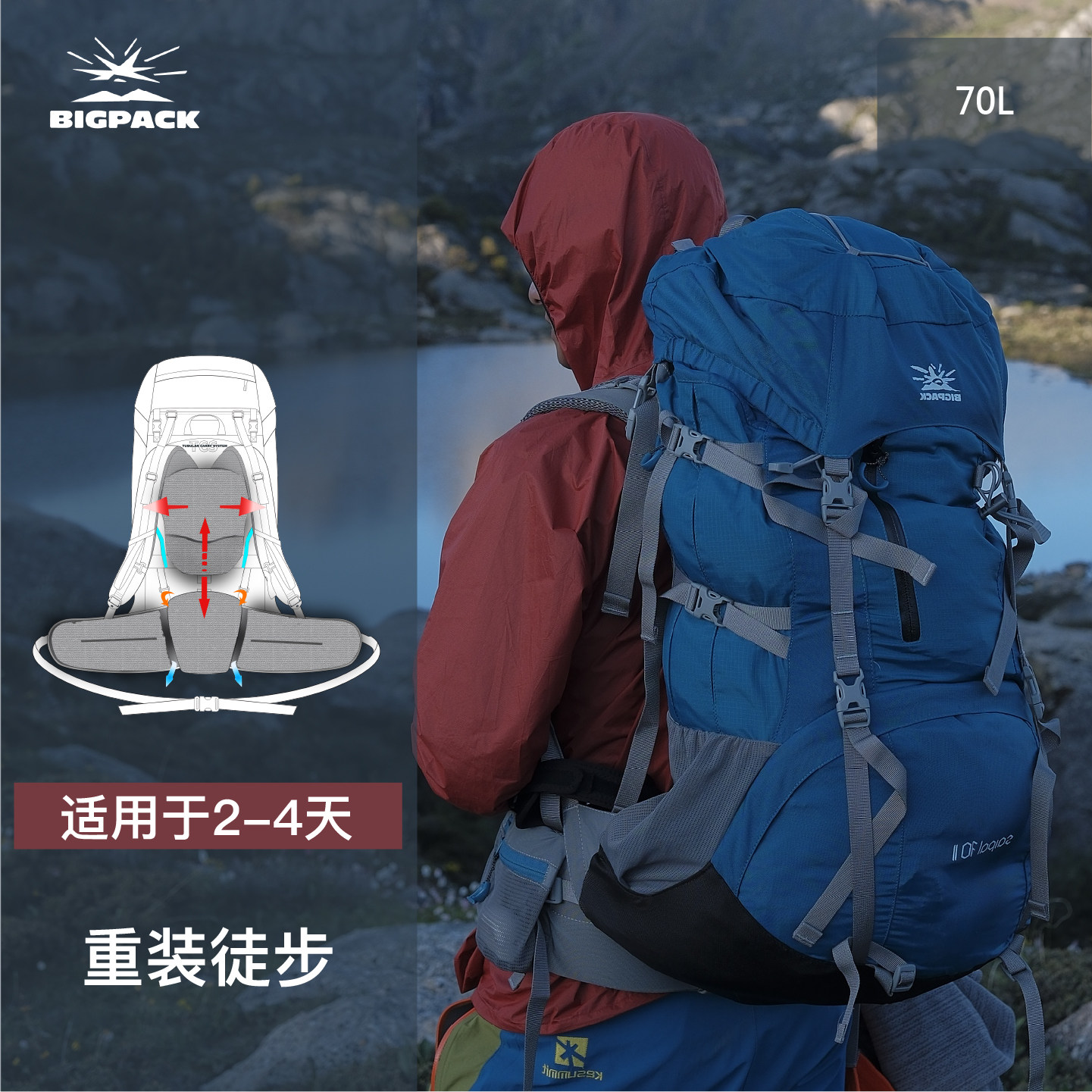 BIGPACK�ɸ�������ͽ��ҰӪ��������ɽ��װרҵ��ɽ��������70L606.32Ԫ