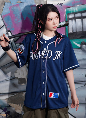 【战斗少女整备部】刺绣棒球服球衣宽松短袖棒球外套男女情侣款