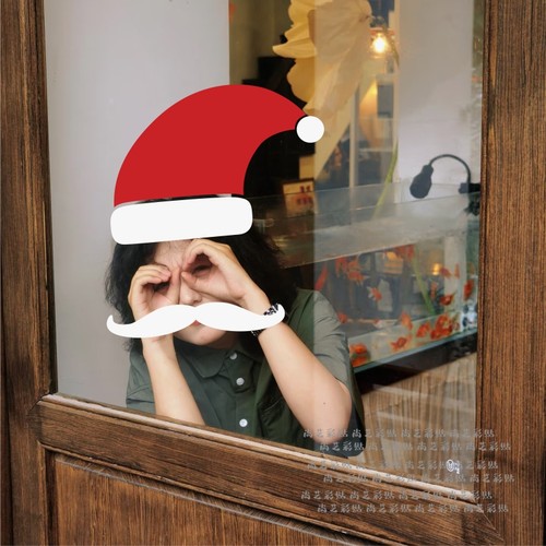 圣诞帽小胡子店铺创意趣味贴纸
