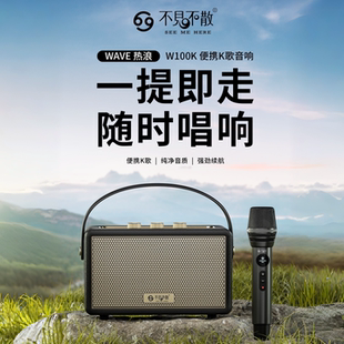 W100k便携式 See 不见不散 Here 蓝牙音响带充电话筒露营