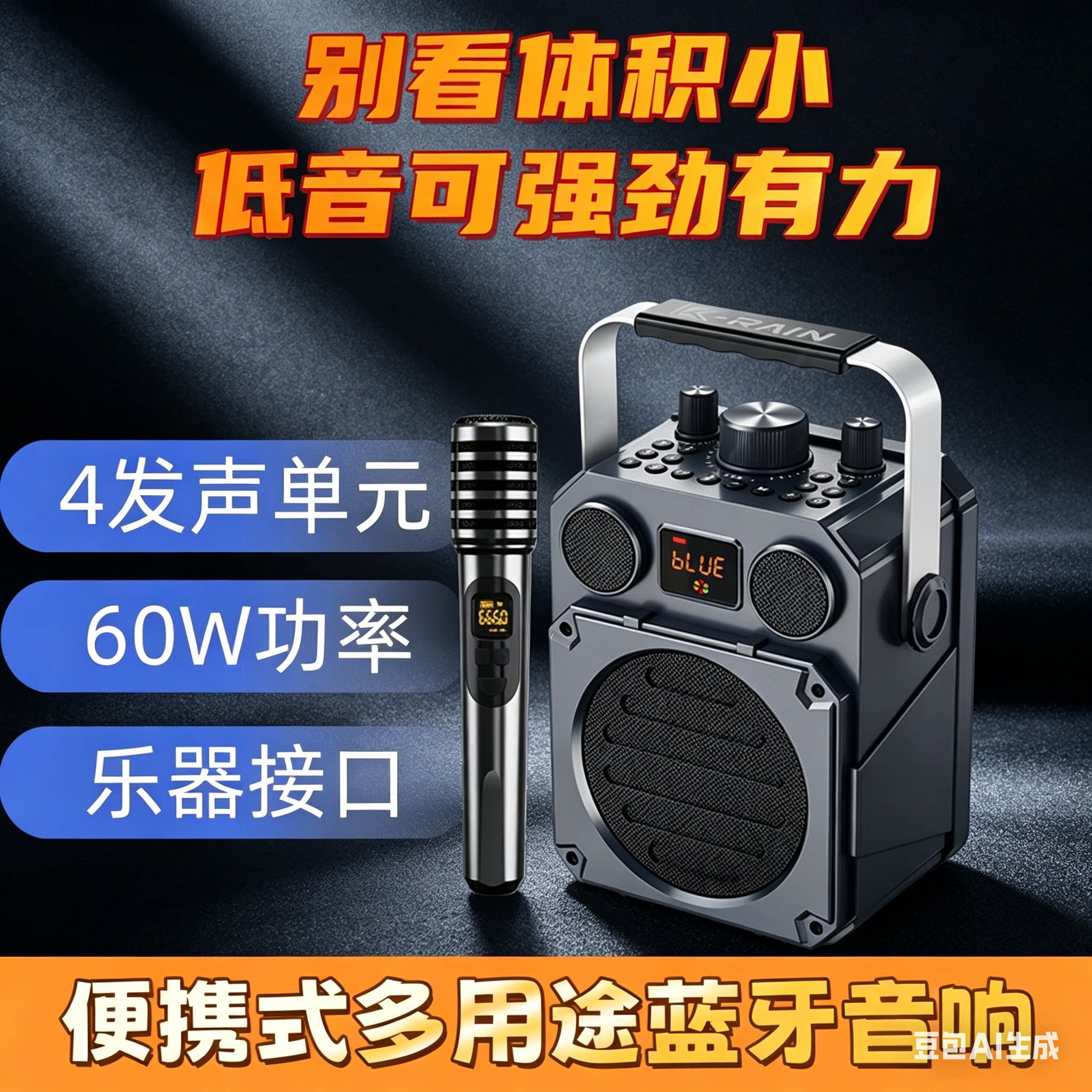 科雨K7PRO便携式蓝牙音响小体积大声量广场舞乐器演奏电吹管音箱