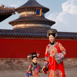 清汉宫廷风亲子装清朝贵族皇后中国风古装母女装北京故宫旅拍服装