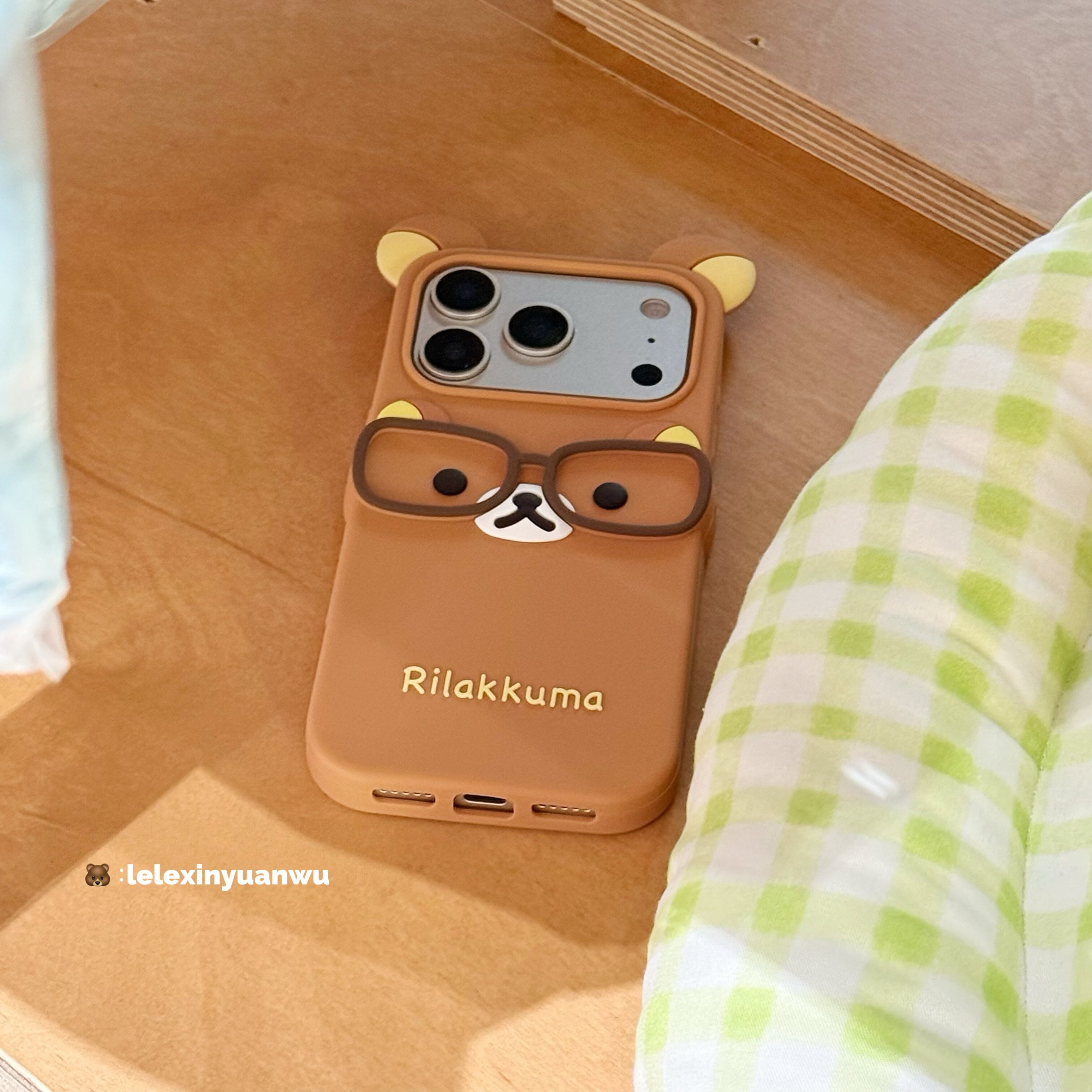 乐乐心愿屋 日本新品~轻松熊柔软硅胶立体卡通可爱眼镜情侣适用iPhone17Promax手机壳苹果16543防摔趣味plus2