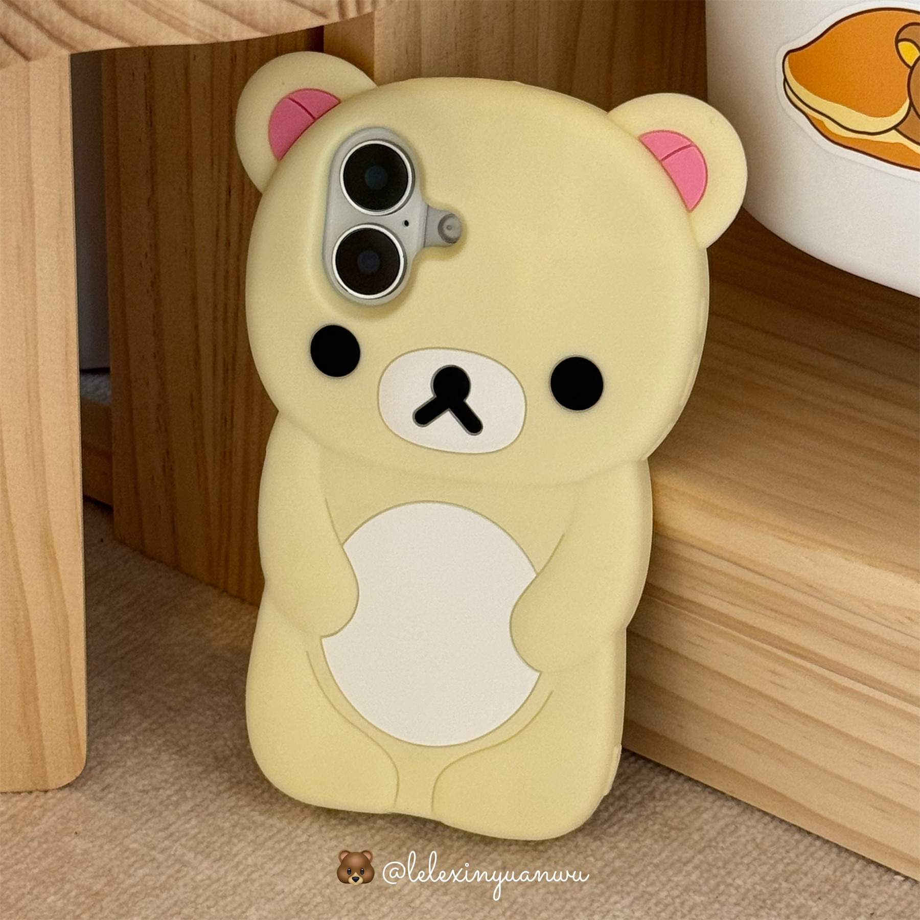 thumbnail for Lele Wish House Japanese new three-dimensional relaxing bear ins bell relaxed bear pendant for iPhone17promax mobile phone case apple 1543 soft silicone case cute cartoon 16pro