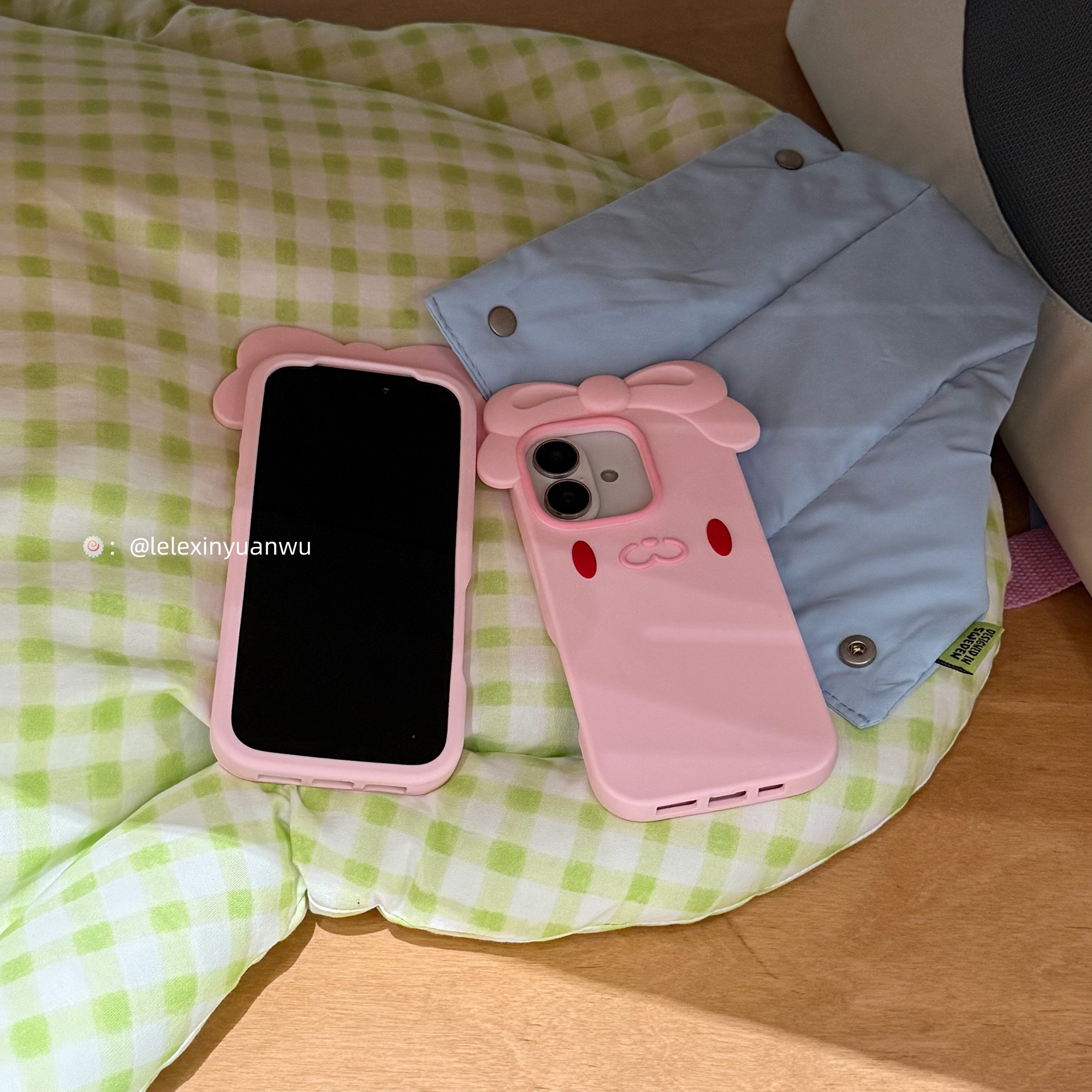 日本泛用兔！可爱少女心挡脸拍照道具适用iPhone17promax手机壳苹果16pro粉色立体软硅胶壳1543日韩国ins小众