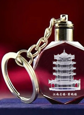 水晶钥匙扣滕王阁黄鹤楼清华天坛景点纪念品发光毕业小礼物送游客