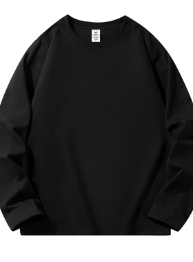 新款230g纯棉圆领微落肩圆领套头衫卫衣简约宽松长袖打底T恤