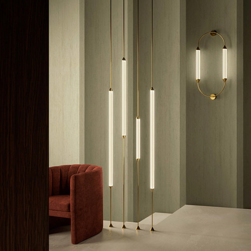 意大利进口Giopato&Coombes Cirque现代轻奢餐客厅竖款长条吊灯