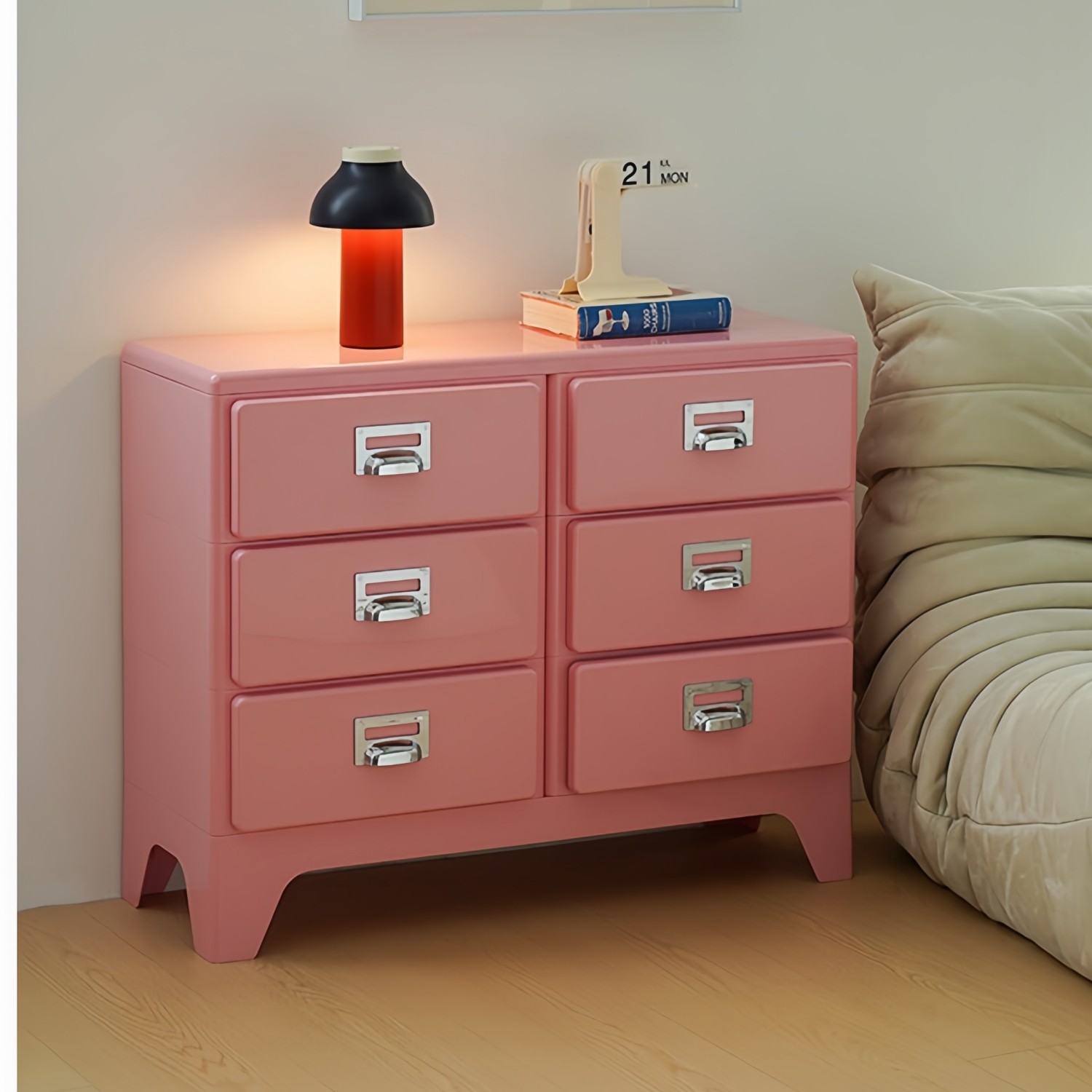 奶油风复古斗柜卧室塑料小户型免安装餐边柜整装收纳柜粉色抽屉柜,住宅家具,斗柜,淘宝优惠券,粉丝福利购,淘宝优惠卷