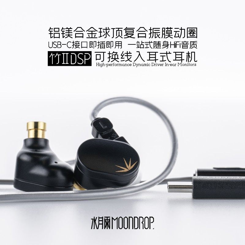水月雨竹2 DSP解码可换线HiFi带麦可调音TypeC有线耳机