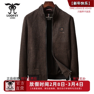 龙达飞【专柜同款】男士格纹立领绵羊毛混纺厚款夹克外套M11169Q1
