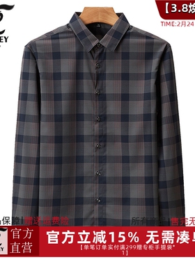 龙达飞断码特价青年男士薄款时尚尖领休闲格子长袖衬衫J17600A1