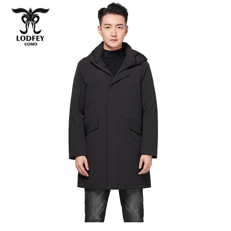 龙达飞冬季连帽纯色休闲羽绒服