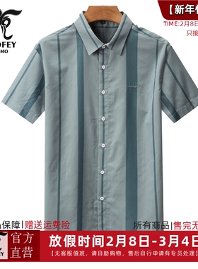 龙达飞官方正品特惠男士夏季商务休闲条纹百搭短袖衬衫M18316B1