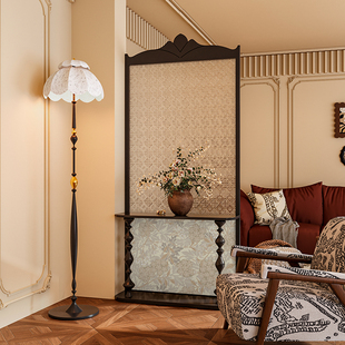 法式中古风定制海棠玻璃实木遮挡屏风隔断墙客厅玄关抽象移动座屏